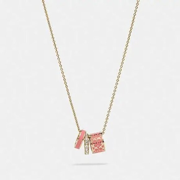 Coach new $128 pink and gold necklace - Picture 1 of 4